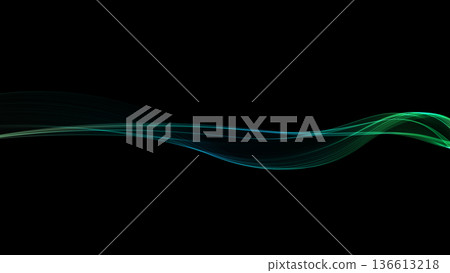 綠色/藍色波浪背景線黑色背景PowerPoint背景 綠色/藍色波浪背景線黑色背景PowerPoint背景 136613218