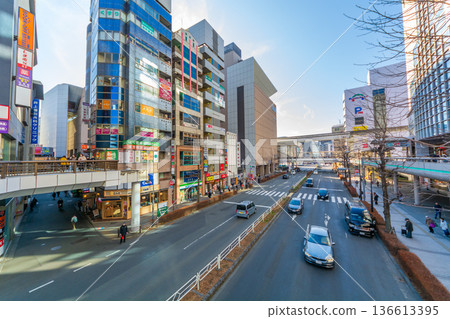 Tokyo cityscape: Tachikawa Midorikawa Street, Tachikawa Station North Exit Tokyo cityscape: Tachikawa Midorikawa Street, Tachikawa Station North Exit 136613395