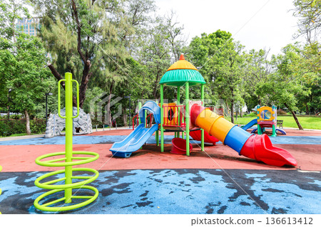 Park with playground equipment 136613412