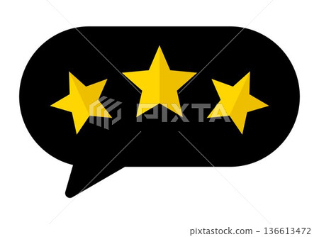 Customer review speech bubble with three stars rating feedback concept satisfaction evaluation quality service online testimonial comment communication symbol 136613472