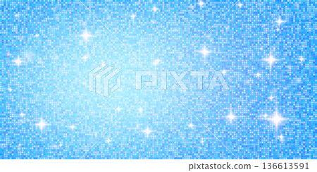 Shiny blue disco ball pattern with white glitter mosaic and reflective texture. Glamorous sparkles party gradient. Vector festive New Year themes, or fashion decor background illustration Shiny blue disco ball pattern with white glitter mosaic and reflective texture. Glamorous sparkles party gradient. Vector festive New Year themes, or fashion decor background illustration 136613591