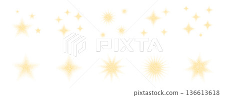 Y2k stars yellow icons with grain noise gradient. Retro golden stippling sparks forms set. Twinkles, blink halftone gradation figures isolated on white background. Vector dotworks grit shapes Y2k stars yellow icons with grain noise gradient. Retro golden stippling sparks forms set. Twinkles, blink halftone gradation figures isolated on white background. Vector dotworks grit shapes 136613618