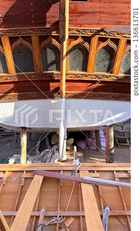 Ship Window Restoration. Scene Depicting Repair Of Historic Ship Windows. An Illustrative Scene Showing Careful Restoration Process Of Windows On Old Heritage Ship 136613701