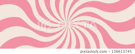 Groovy twisted pink starburst background. Retro spiral sun rays abstract illustration. Vector wavy dynamic lines decoration. Radial carnival stripes vintage backdrop. Sunburst 70s pop art design Groovy twisted pink starburst background. Retro spiral sun rays abstract illustration. Vector wavy dynamic lines decoration. Radial carnival stripes vintage backdrop. Sunburst 70s pop art design 136613745