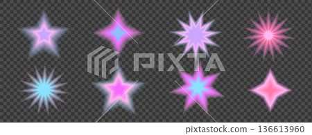 Gradient star shapes with Y2K aesthetic blur effects, featuring soft transparent elements, iridescent sparkle accents for trendy graphic composition. Vector abstract starry shaped set isolated no bg Gradient star shapes with Y2K aesthetic blur effects, featuring soft transparent elements, iridescent sparkle accents for trendy graphic composition. Vector abstract starry shaped set isolated no bg 136613960