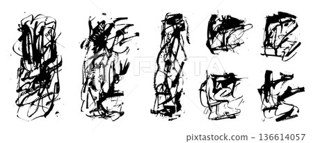 Grunge ink brush stroke background texture set. Dynamic abstract black backdrop design elements. Hand drawn gritty patterns, energetic splashes for posters. Vector template bg rectangle scribbles Grunge ink brush stroke background texture set. Dynamic abstract black backdrop design elements. Hand drawn gritty patterns, energetic splashes for posters. Vector template bg rectangle scribbles 136614057