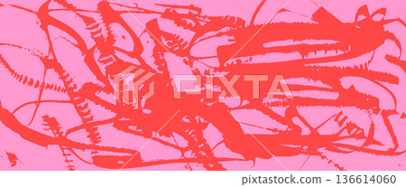 Grunge red pink vibrant ink brush background. Dynamic messy urban street background with grunge maroon texture, abstract scribble. Backdrop with paint spot, halftone pattern, splash poster. Vector bg Grunge red pink vibrant ink brush background. Dynamic messy urban street background with grunge maroon texture, abstract scribble. Backdrop with paint spot, halftone pattern, splash poster. Vector bg 136614060