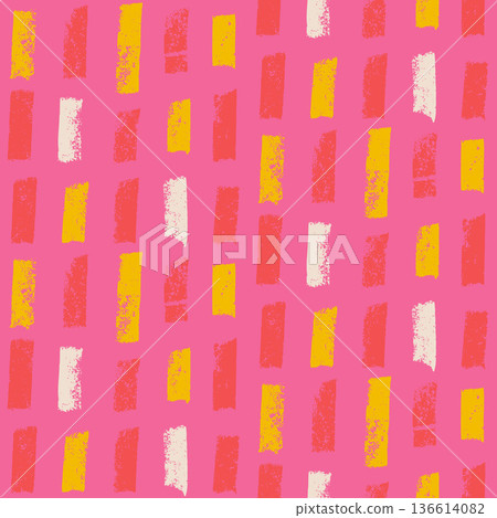 Small dash lines girly coquette seamless pattern. Surface pattern design geometric handmade candy cream dessert motif. Hand drawn mini streaks kid texture. Vector repeat background illustration Small dash lines girly coquette seamless pattern. Surface pattern design geometric handmade candy cream dessert motif. Hand drawn mini streaks kid texture. Vector repeat background illustration 136614082