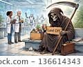 A grim reaper who lost his job due to the development of science 136614343