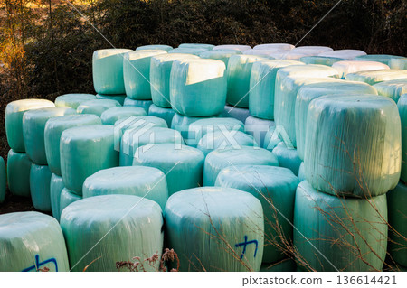 堆疊的捲捆 136614421
