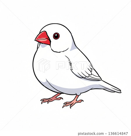 一隻白色的爪哇麻雀側著頭看向一邊 136614847