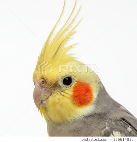白色背景上的幾隻玄鳳鸚鵡 136614853