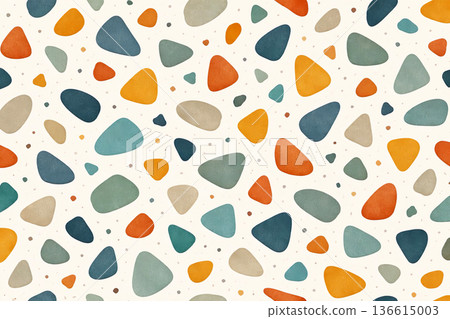 平面水磨石無縫圖案（藍綠色 x 赭色 x 銹白色） 136615003