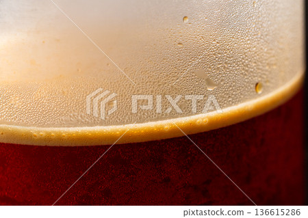 Water droplets forming on the glass of iced coffee Water droplets forming on the glass of iced coffee 136615286
