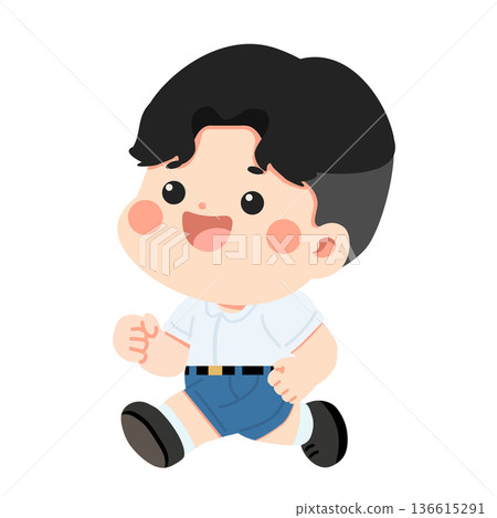 Illustration of a Boy Running 136615291