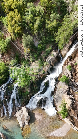 Cascading rocky waterfall. High quality photo Cascading rocky waterfall. High quality photo 136615812