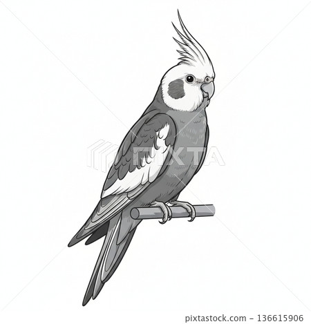 一隻玄鳳鸚鵡棲息在樹枝上 136615906