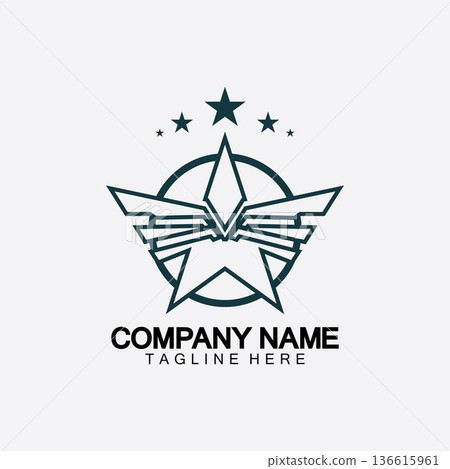 Star with wing logo icon vector illustration design template 136615961