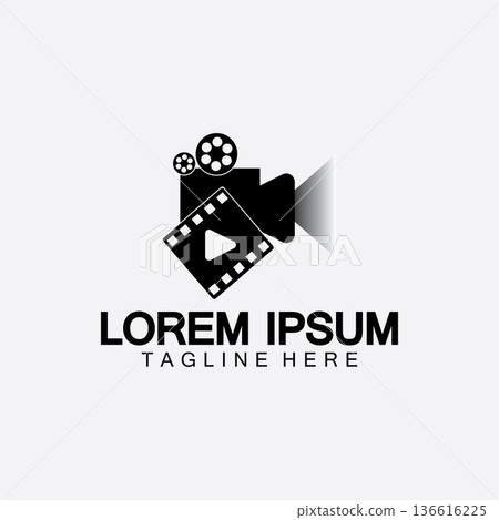 Play movie Video Camera& Film Strip Play Movie Cinema Entertainment Stock Vector icon logo design Play movie Video Camera& Film Strip Play Movie Cinema Entertainment Stock Vector icon logo design 136616225