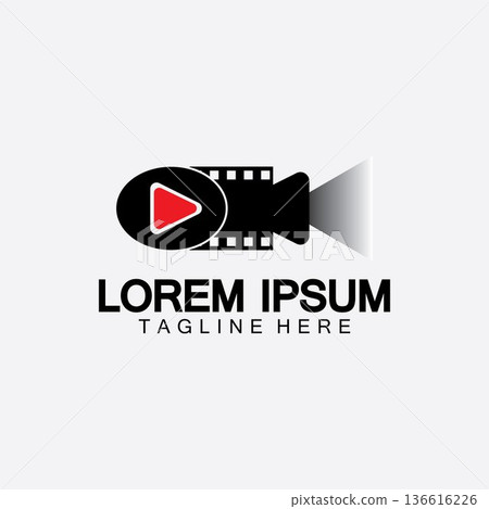 Play movie Video Camera& Film Strip Play Movie Cinema Entertainment Stock Vector icon logo design Play movie Video Camera& Film Strip Play Movie Cinema Entertainment Stock Vector icon logo design 136616226