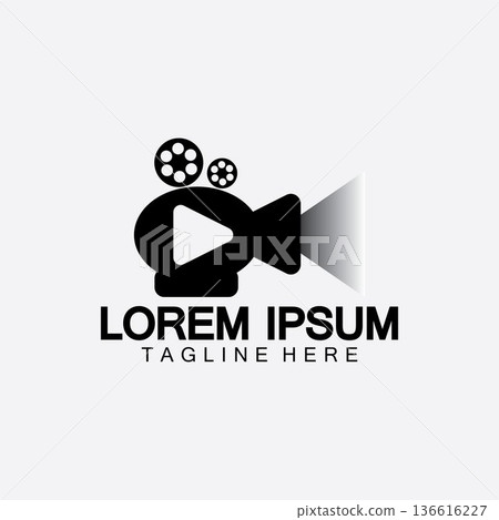 Play movie Video Camera& Film Strip Play Movie Cinema Entertainment Stock Vector icon logo design Play movie Video Camera& Film Strip Play Movie Cinema Entertainment Stock Vector icon logo design 136616227