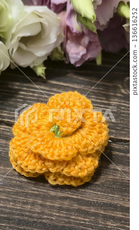 Knitted flowers and circles suitable for home decor, fashion, or textiles. Knitted flowers and circles suitable for home decor, fashion, or textiles. 136616252