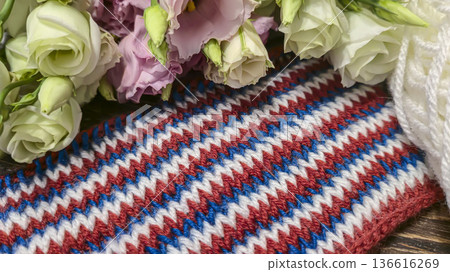 Colorful knitted fabric suitable for home decor, fashion or textile. pattern. Colorful knitted fabric suitable for home decor, fashion or textile. pattern. 136616269