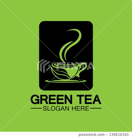 Tea cup logo vector design.Green tea vector logo template. Tea cup logo vector design.Green tea vector logo template. 136616381