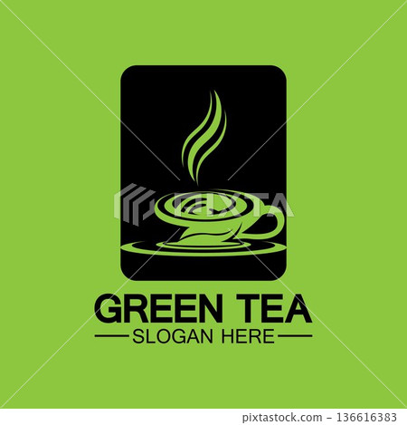 Tea cup logo vector design.Green tea vector logo template. 136616383