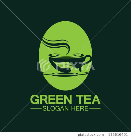 Tea cup logo vector design.Green tea vector logo template. Tea cup logo vector design.Green tea vector logo template. 136616401