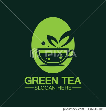 Tea cup logo vector design.Green tea vector logo template. Tea cup logo vector design.Green tea vector logo template. 136616405
