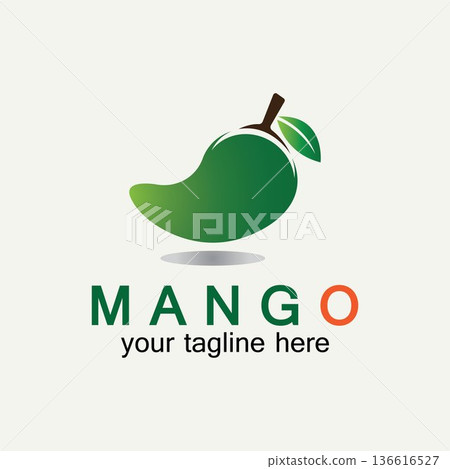 Mango fruit logo vector illustration design template. Mango in flat style. Mango icon. Mango and Healthy Fruit design with modern style. Vector illustration 136616527