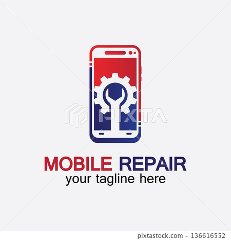 Mobile Phone Repair Logo.phone service logo, Rhone Repair, simple, concept, logo template - Vector 136616552