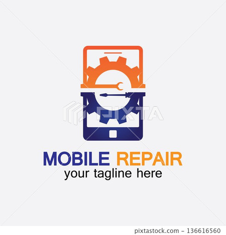 Mobile Phone Repair Logo.phone service logo, Rhone Repair, simple, concept, logo template - Vector 136616560