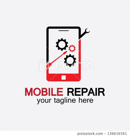 Mobile Phone Repair Logo.phone service logo, Rhone Repair, simple, concept, logo template - Vector 136616561