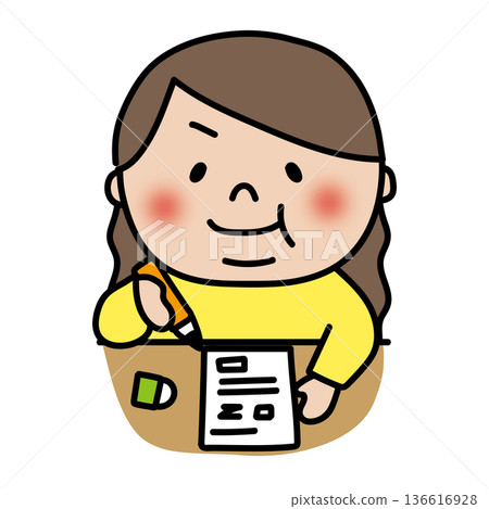 胖胖的長髮女孩正在考試 胖胖的長髮女孩正在考試 136616928