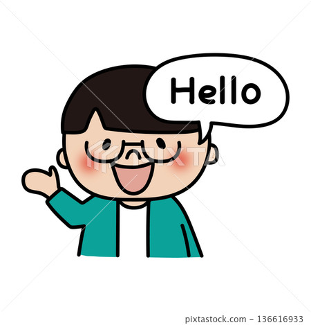 English-speaking boy with glasses and smooth hair 136616933