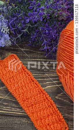 Colorful knitted fabric suitable for home decor, fashion or textile. pattern. 136617118