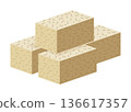 Building material. Red brick. Cartoon supplies for buildings works. Construction concept. Illustration can be used for construction sites or illustrate renovation works 136617357