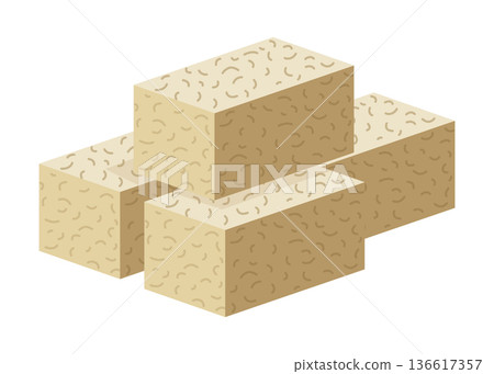 Building material. Red brick. Cartoon supplies for buildings works. Construction concept. Illustration can be used for construction sites or illustrate renovation works Building material. Red brick. Cartoon supplies for buildings works. Construction concept. Illustration can be used for construction sites or illustrate renovation works 136617357