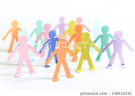 paper people chain concept of social help and togetherness in group paper people chain concept of social help and togetherness in group 136618292