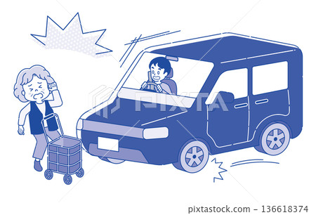 Illustration of a senior woman in a traffic accident 1C Illustration of a senior woman in a traffic accident 1C 136618374