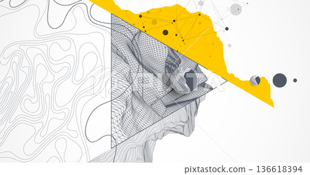 Abstract wireframe background. Modern science art elements. Surface illustration. Abstract wireframe background. Modern science art elements. Surface illustration. 136618394