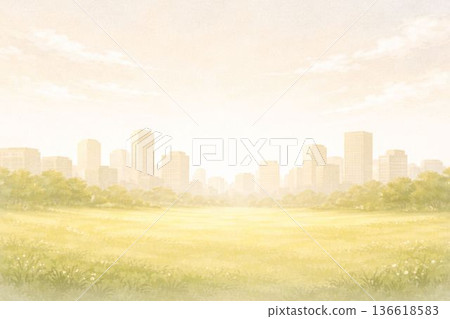 時光緩緩流逝的小鎮與自然風景 | 沐浴在晨光中的公園與城鎮景觀 136618583