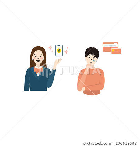 Illustration of a female bank clerk in uniform Illustration of a female bank clerk in uniform 136618598