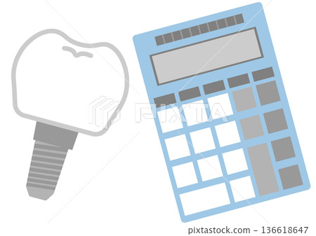 牙科費用估算和計算圖像植體和計算器圖示材料 136618647