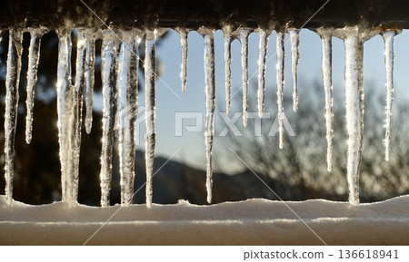 Morning icicles winter scenery Morning icicles winter scenery 136618941