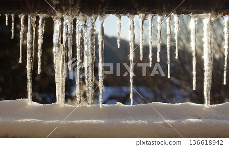 Morning icicles winter scenery Morning icicles winter scenery 136618942