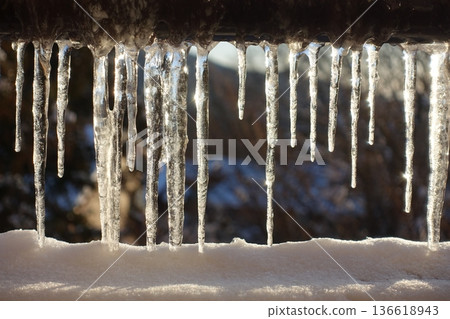 Morning icicles winter scenery Morning icicles winter scenery 136618943