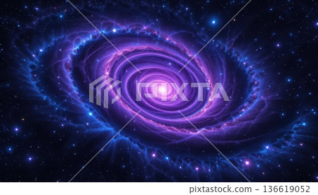 Radiant Violet Spiral Nebula Floating In The Infinite Dark Cosmic Void Radiant Violet Spiral Nebula Floating In The Infinite Dark Cosmic Void 136619052